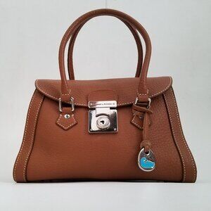Vintage Dooney & Bourke Camel Medium Flap Satchel Handbag Purse